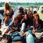 My tribe of Aussie backpackers, still all great mates. Pack up day, camping NME Stage campground.  Bicycle disco was a great memory.
